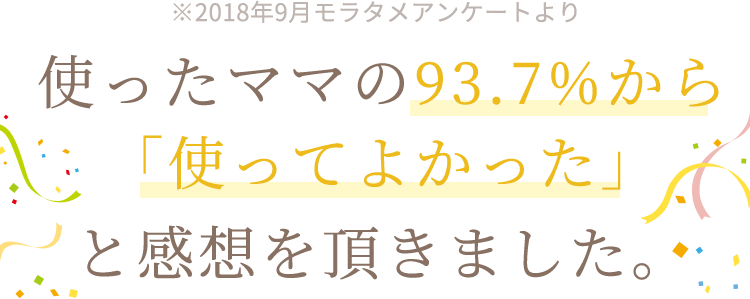 使ったママの93.7%から「使ってよかった」と感想を頂きました。